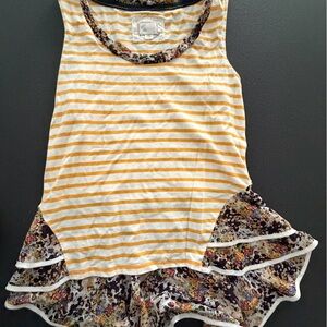 Anthropologie Kids Yellow Striped and Floral Tank Top